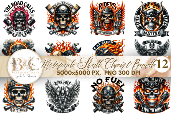 Download Motorcycle Skull Clipart Bundle PNG - Motorcycle Collection