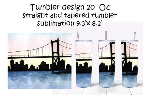 Download Tumbler Design 20oz.watercolor Bridge - Premium Resources