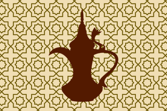 Download Arab Coffee Jug Silhouette on Pattern - Arab Collection